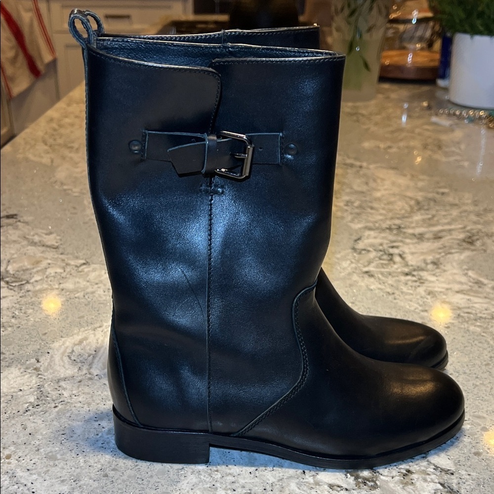 J. Crew Black Leather Billie Short Riding Boots Size 6.5 - Picture 7 of 13